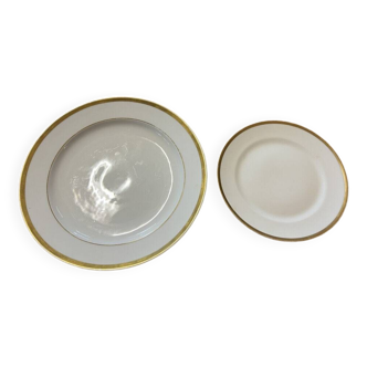 Porcelaine de Paris : 2 grands plats a rehauts de dorure époque fin XIXeme