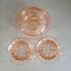Ensemble 2 tasses + sucrier en verre rose
