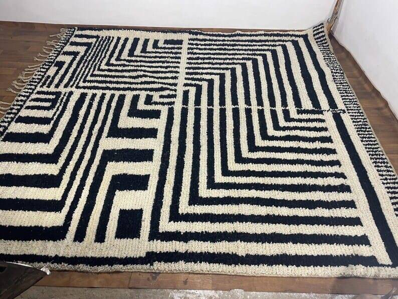 Large handmade pure natural wool Berber rug size 3/4 m