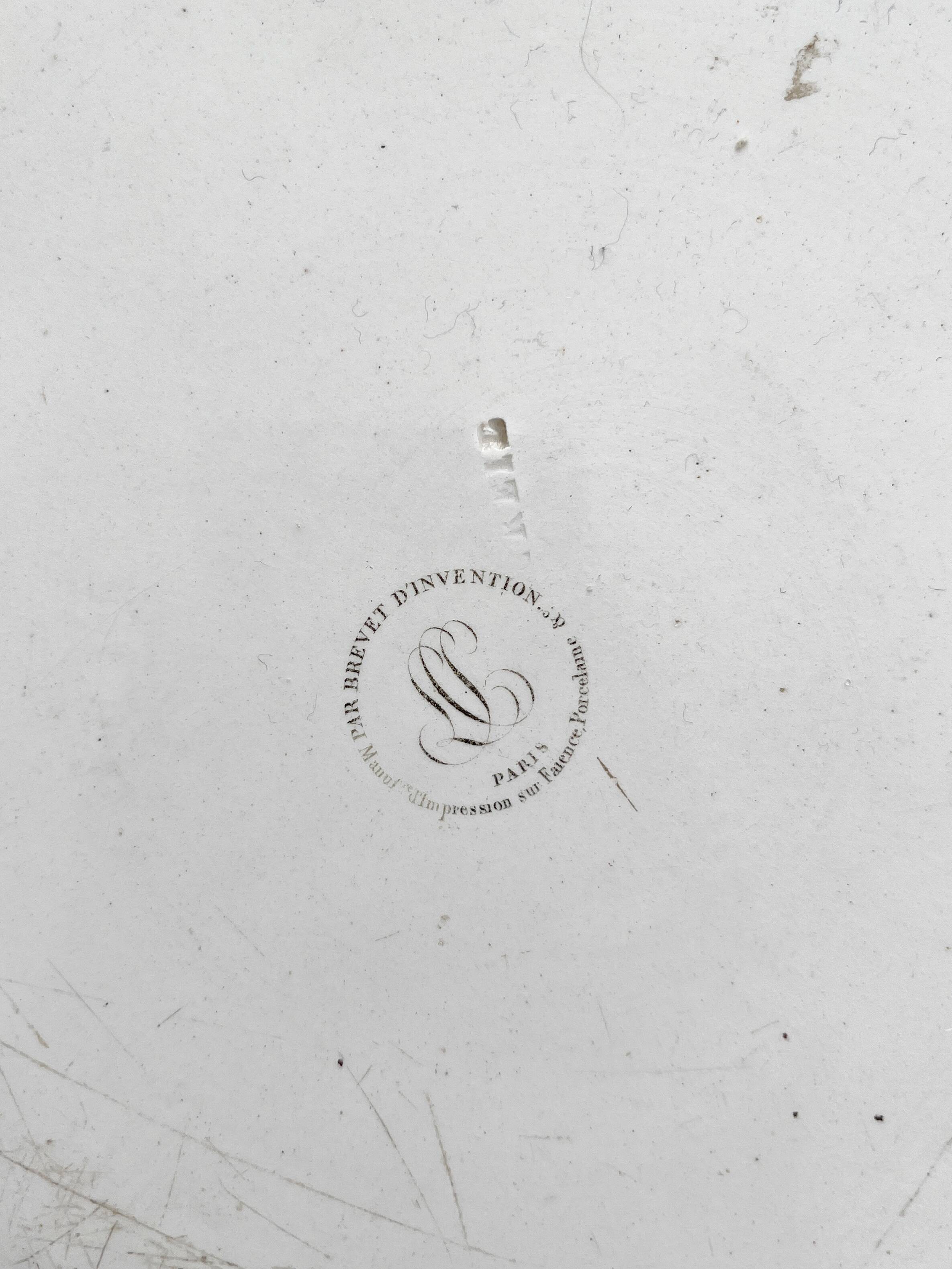 Antique fine earthenware plate "Pont de la Concorde" Creil, early 19th century