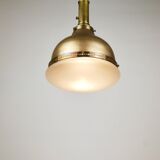 Art Nouveau pendant lamp in brass and glass from the 1920s, ceiling light, Jena, Germany.