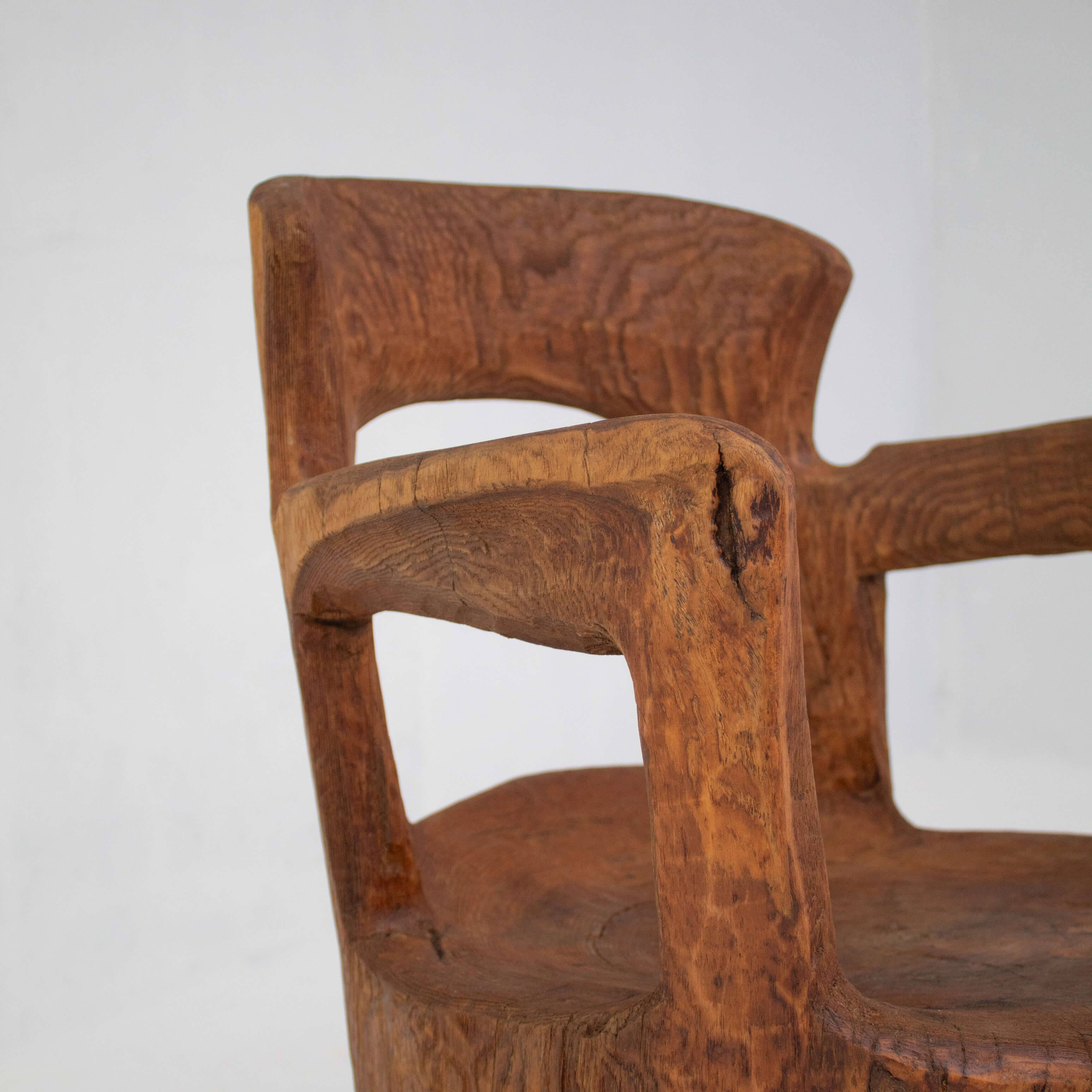 Hand carved solid wood chair, unique sculptural design