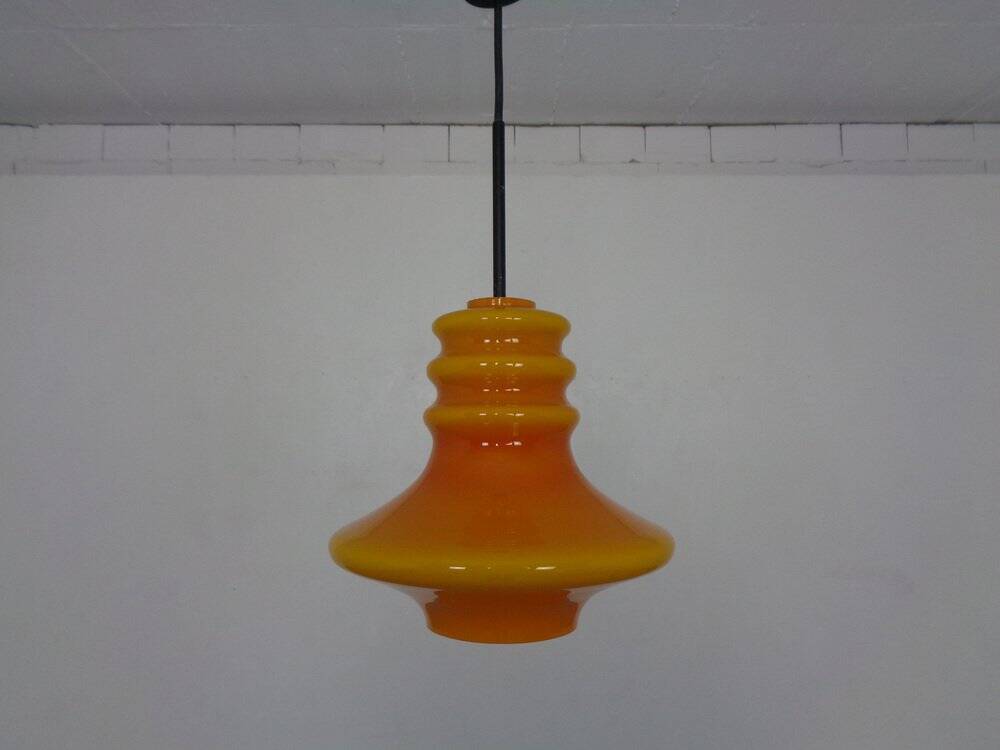 Orange glass ceiling light from Doria, Germany, 1960s.