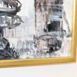 Still life with yellow roses and fruits by Olle Rhönnstrand, oil on Swedish canvas from the mid-century.