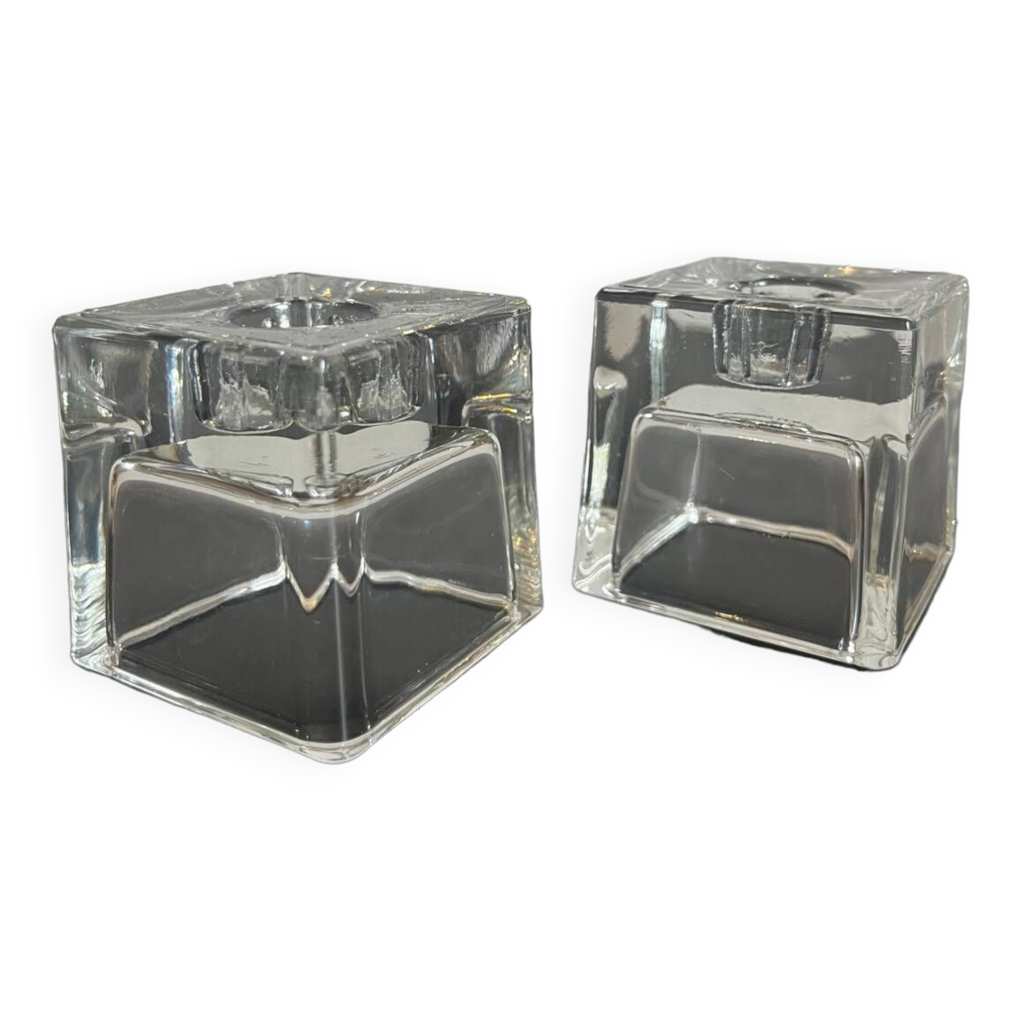 Pair of Ice Cube Dansk tapered candle holders