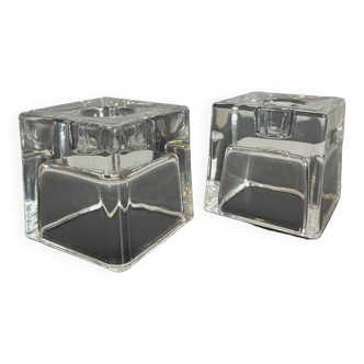 Pair of Ice Cube Dansk tapered candle holders