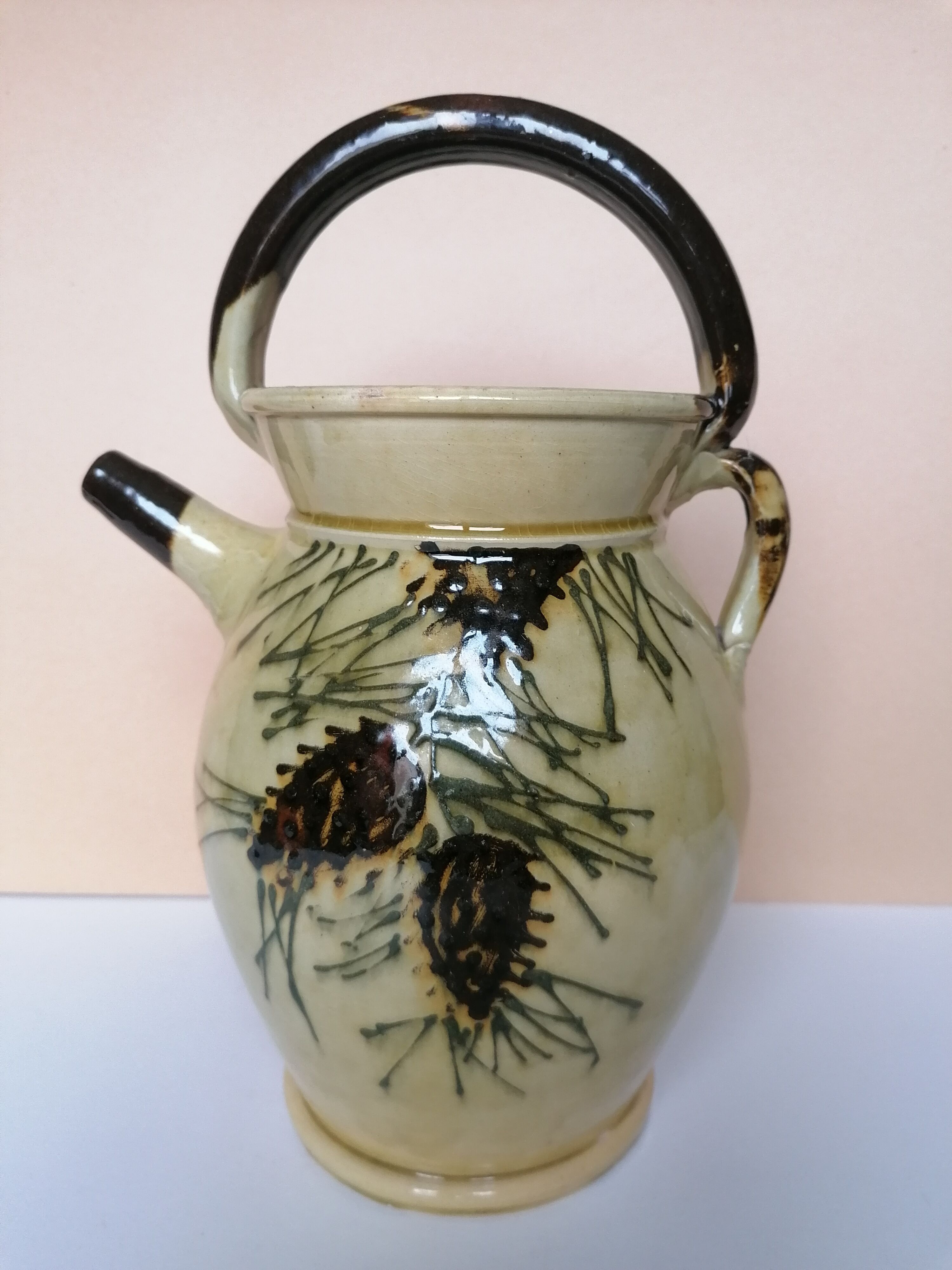 Vallauris gargoulette jug signed Aegitna