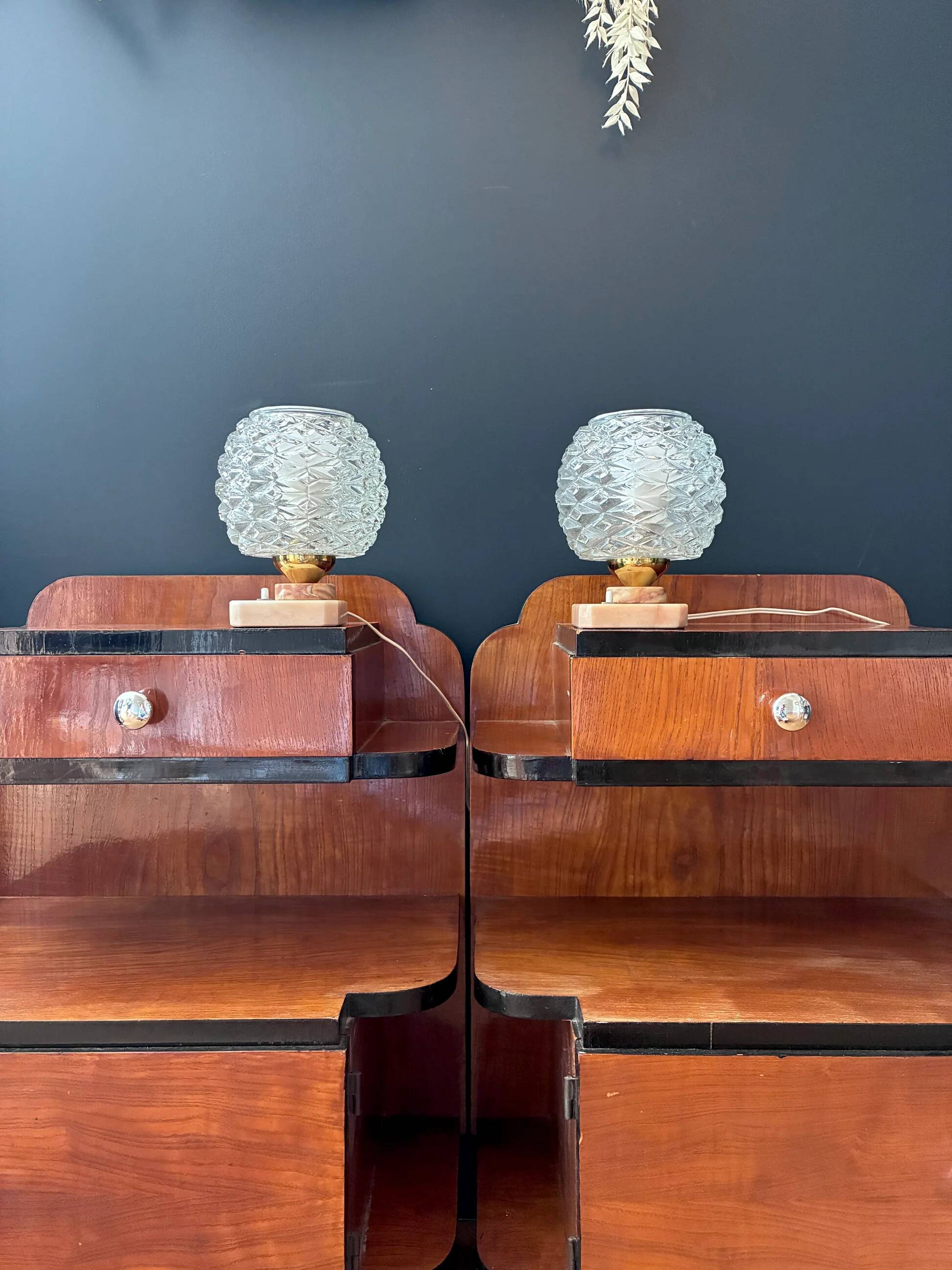Pair of "Pink" lamps in glass and pink alabaster - 1970.