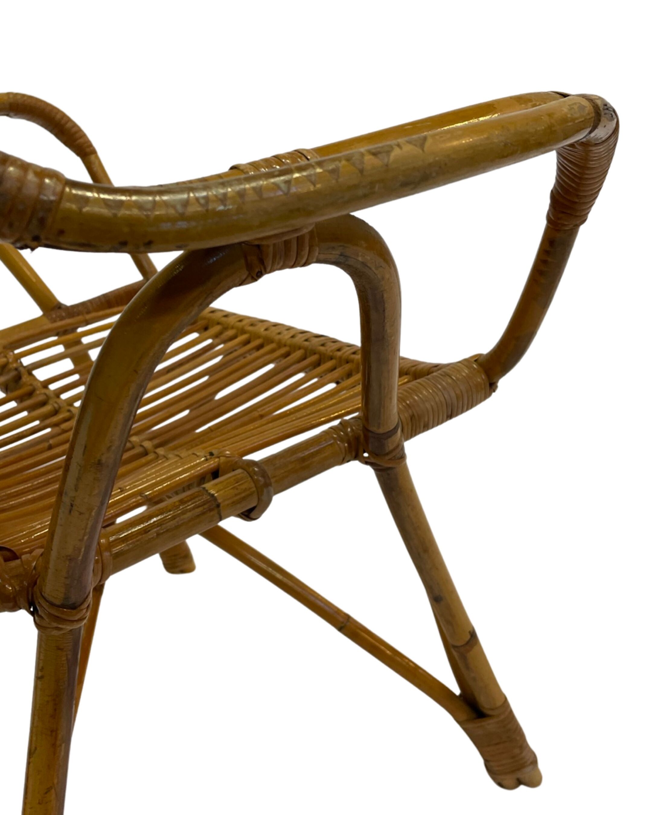 Rattan easy chair by Dirk van Sliedregt Rohe Noordwolde 1960 in the Netherlands