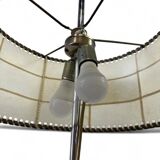 Vintage floor lamp with parchment and leather shade, 1960s