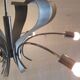 Space-Age chandelier with 6 lights in chrome and brushed metal - 1970s