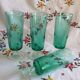Set de 4 flûtes en verre vert années 70 Luminarc Arcoroc