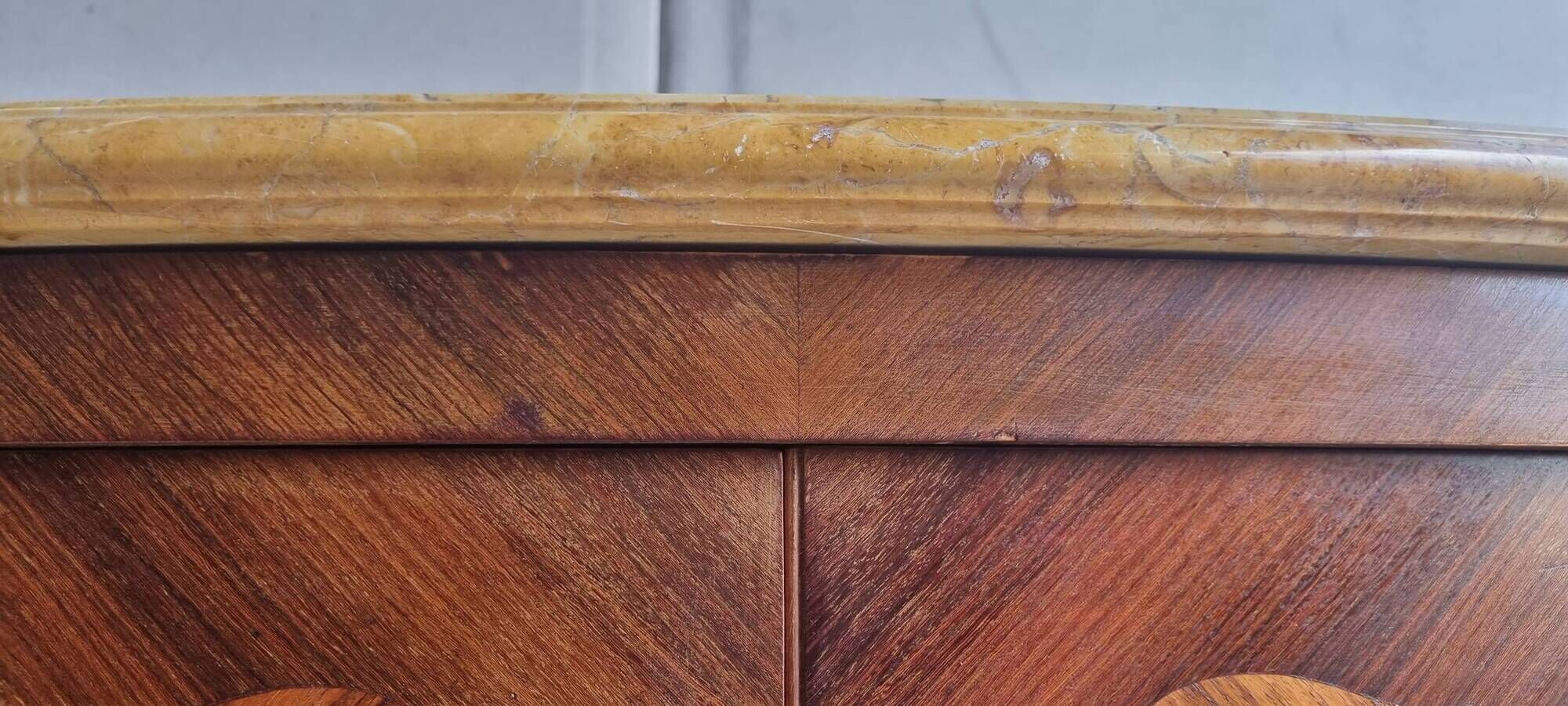 Louis XV style linen cabinet with marquetry and bronze, late 19th century.
