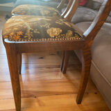 Set de 2 chaises vintage en velours oiseaux 1960-1970, état comme neuf.