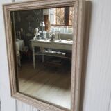 Small patinated wooden linen mirror