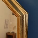 Hexagonal mirror golden carved solid wood frame