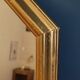 Hexagonal mirror golden carved solid wood frame