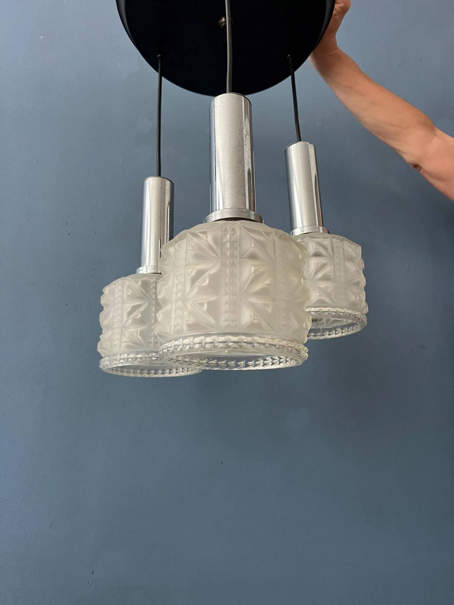 Vintage Frosted Glass Cascade Pendant Light