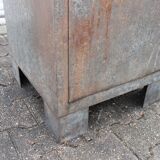 Grey industrial metal cabinet to be restored