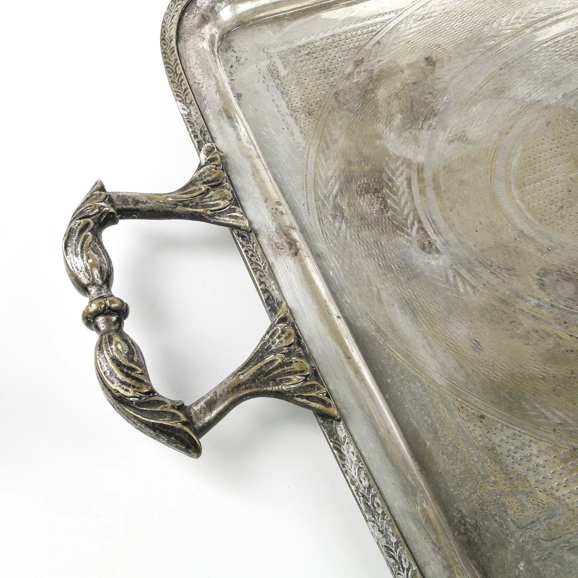 Eclectic serving tray, silver-plated brass, Poland, 19th century