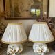 Pair of bedside lamps, vintage floral ceramic by Nazareno Picciotti, Deruta Italie
