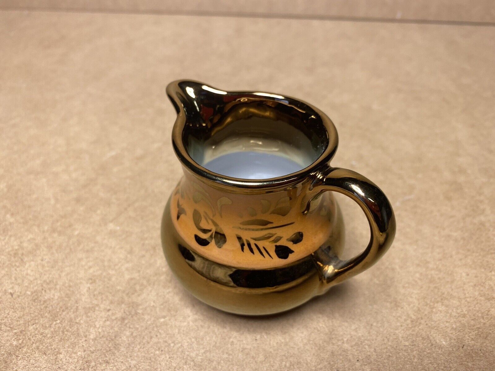 Old milk jug jersey earthenware / english lustrous faience