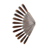 Twelve knives, horn handle, steel blade signed Philip CADET Marseille