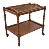 Wooden dessert table, glass top