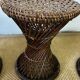 Tabourets "tam tam" en rotin/ osier