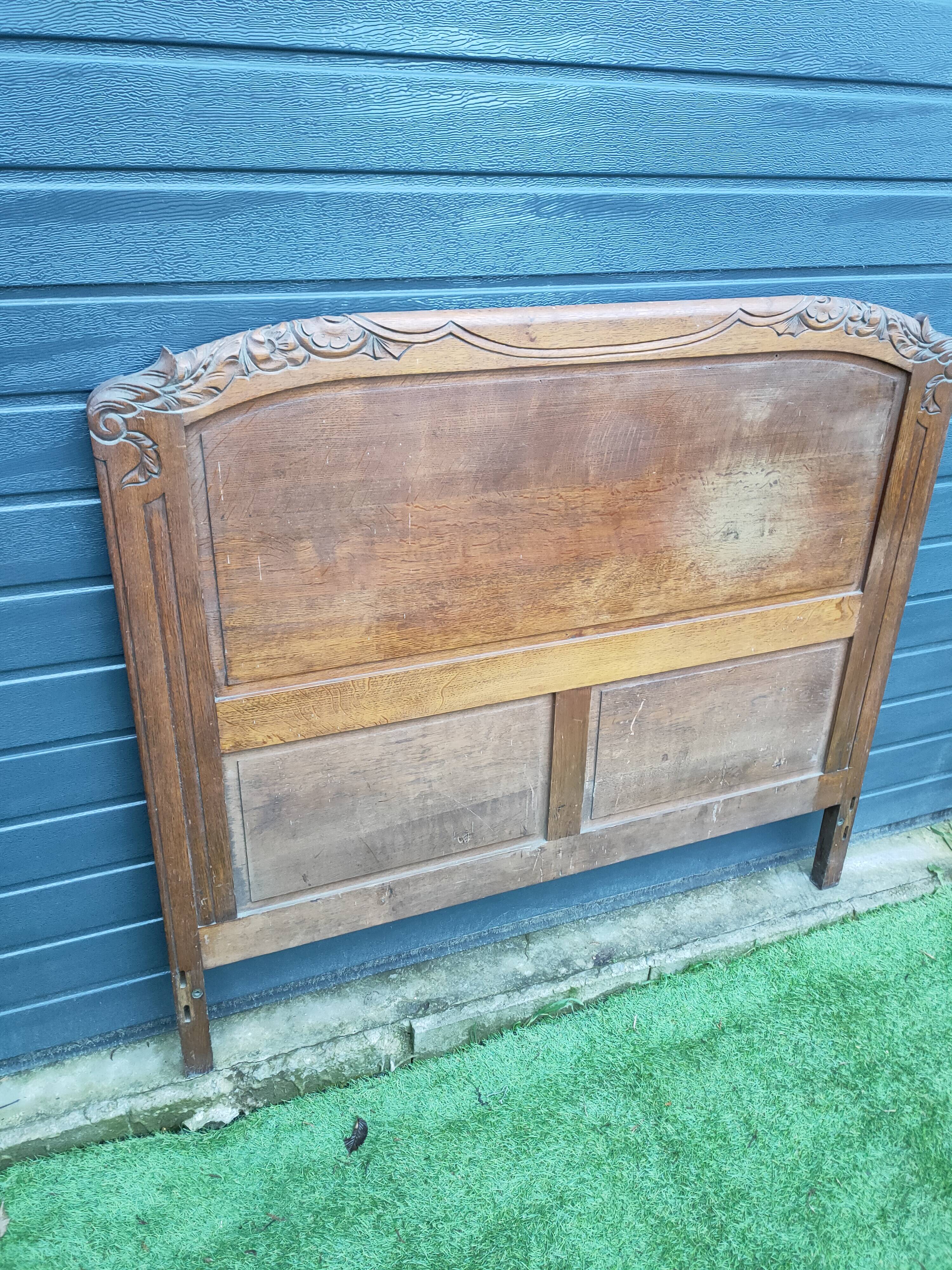 1950s solid oak headboard