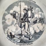 2 "proverbs and military" talking dessert plates - Gien porcelain