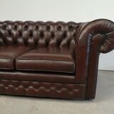 Brown leather chesterfield sofa two places