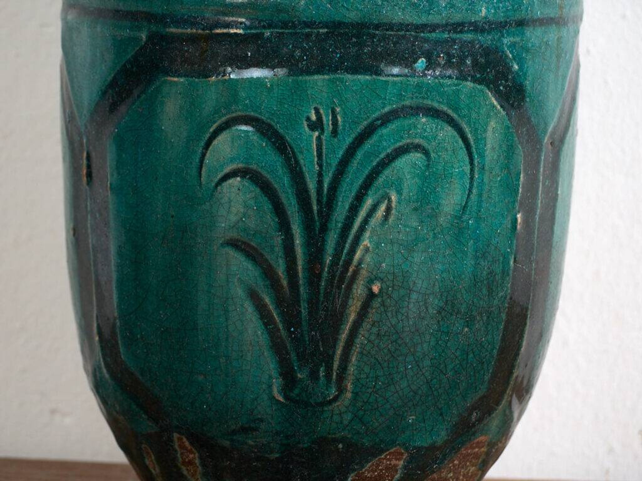 Vase ancien émaillé vert émeraude (c.1820) #12