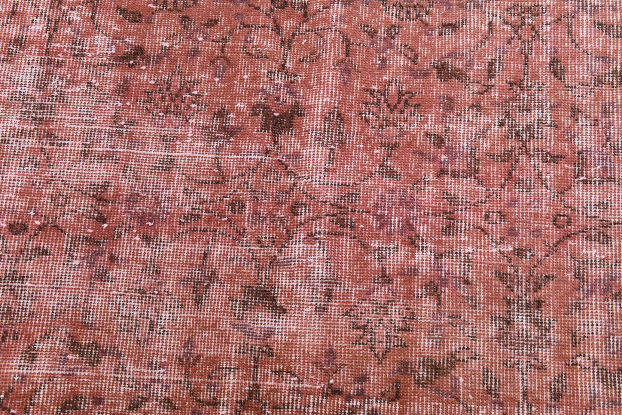 Dusty Rose Turkish Vintage Oversize Handmade Wool Carpet Rug, 198x297 Cm