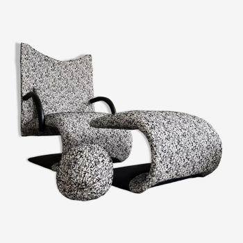 Ensemble fauteuil et repose pieds design vintage ligne Roset Zen