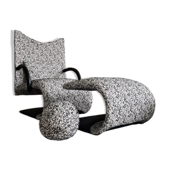 Armchair set and footrest vintage design line Roset Zen