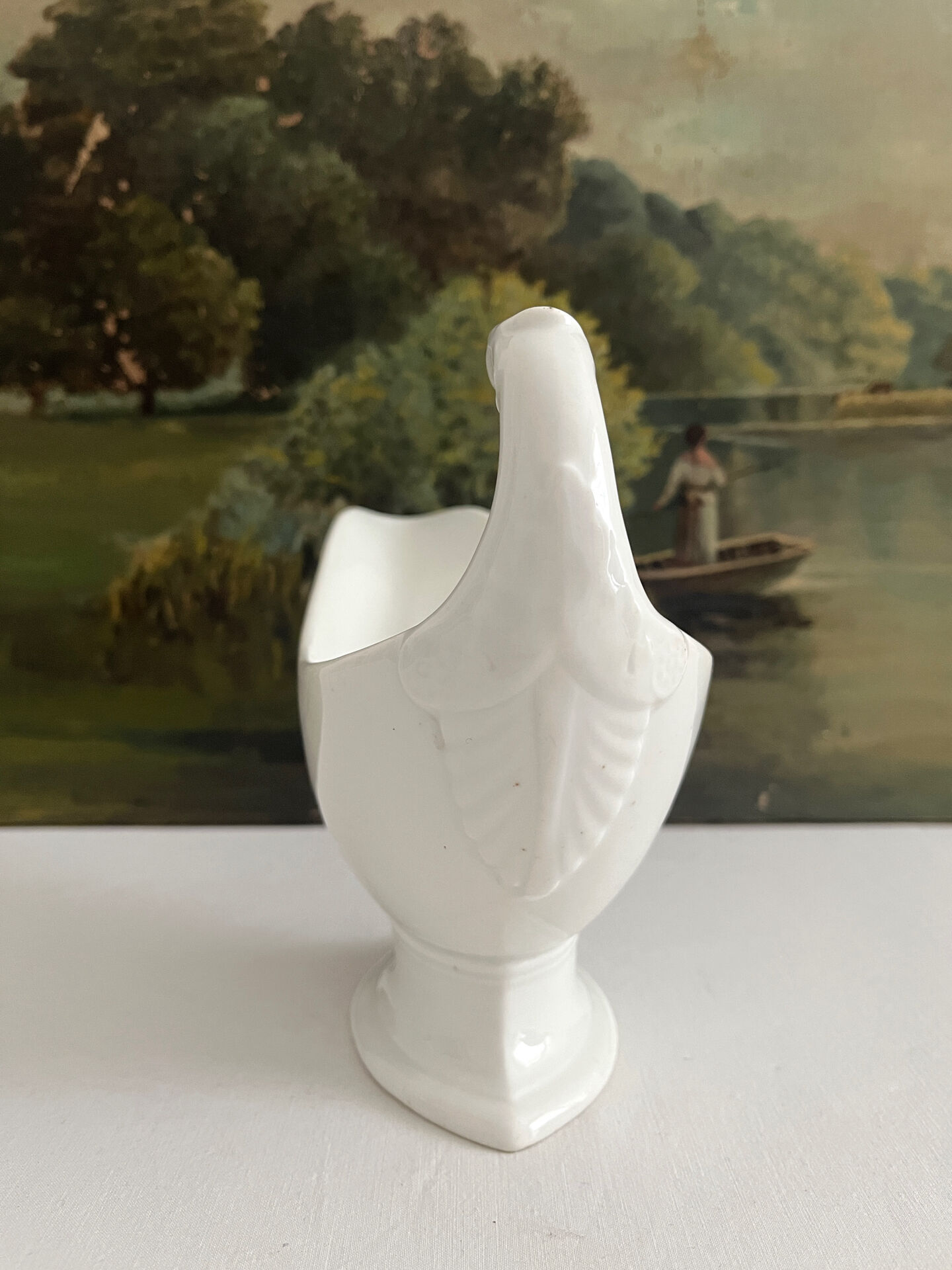 Empire sauce boat with eagle head in antique porcelain