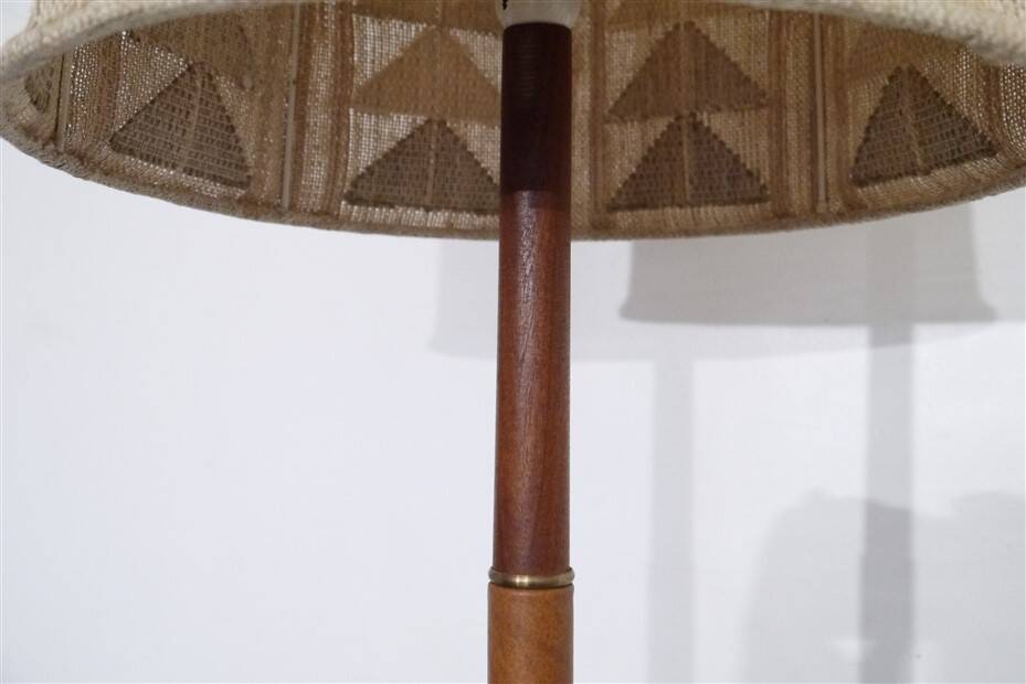 Scandinavian teak and leather floor lamp, 1960