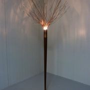 Floor Lamp by Paolo Donatello for Disegnoluce Italy, Copper & Mahogany