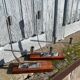 Deux Bougeoir en acier inoxydable et bois