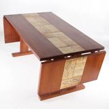 Extendable dining table in rosewood and ceramic