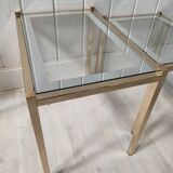 Vintage gilded metal side tables, glass and mirror