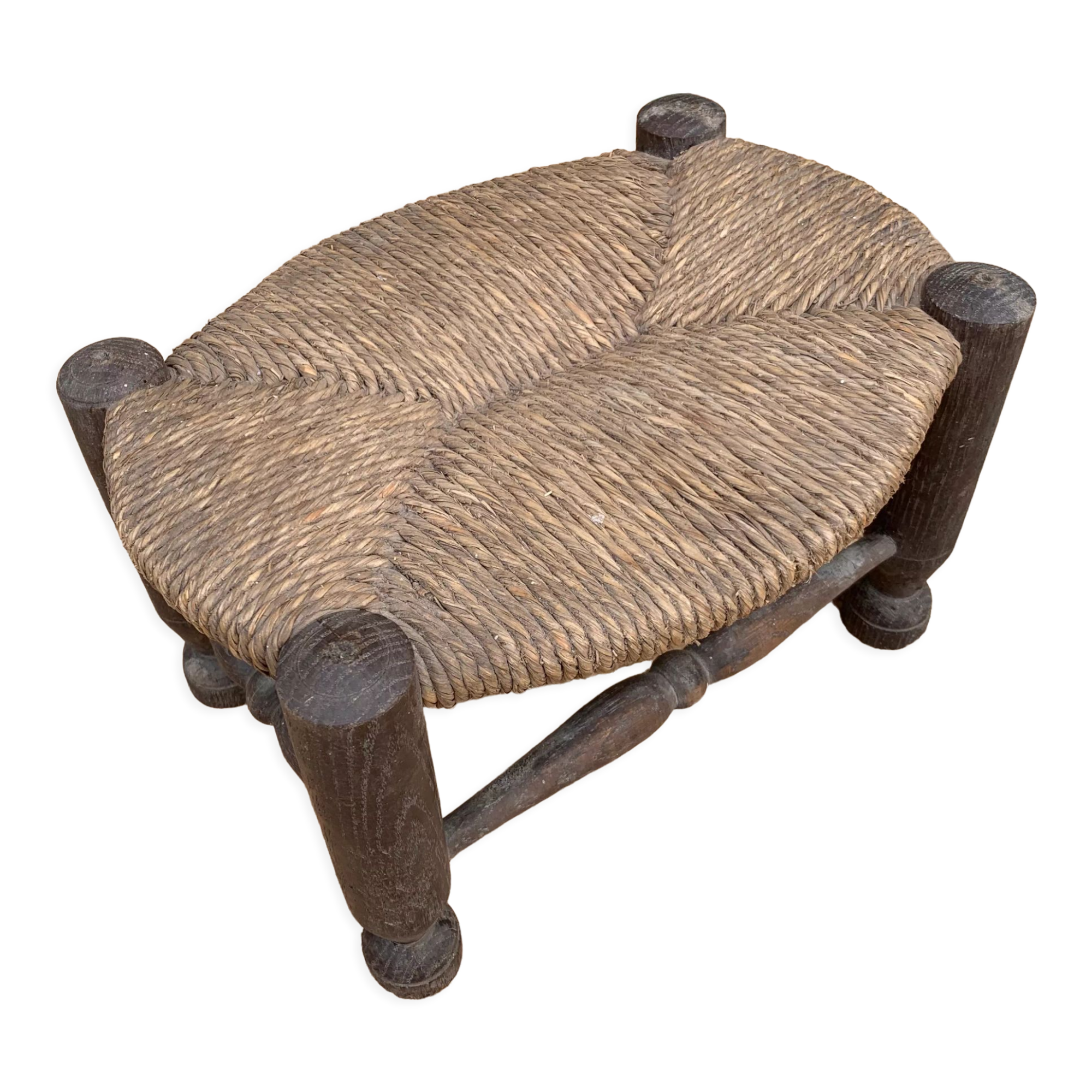 Wooden and straw stool