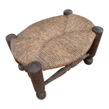 Wooden and straw stool