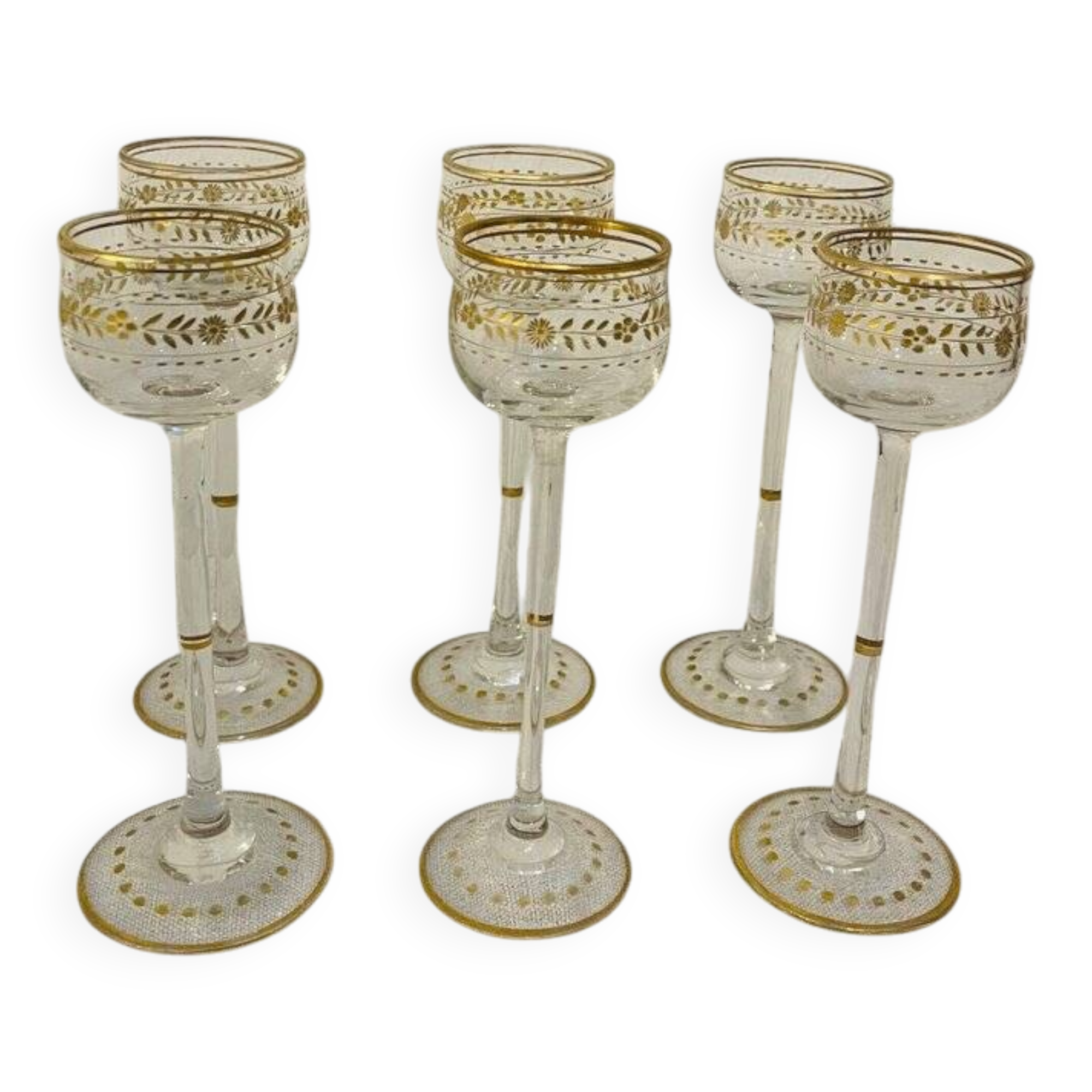 Antique Art Nouveau liqueur glasses by Theresienthal, 1900s, set of 6