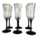 Set of 6 Arcoroc flutes with black stems – 1970s design