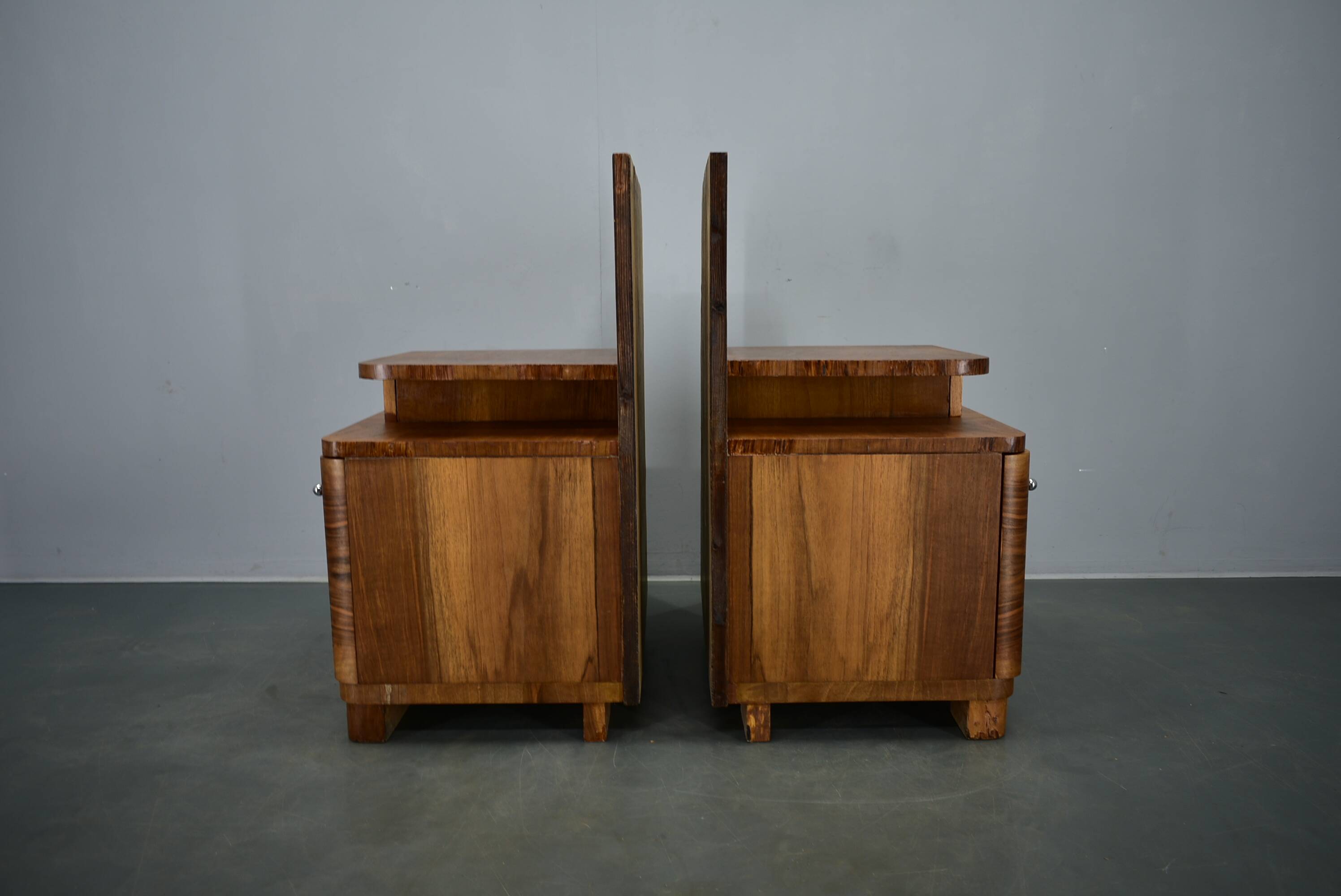 1939s pair of Art Deco bedside tables, Czechoslovakia