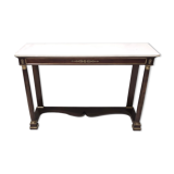 Neoclassical Style Walnut Console with a Rectangular Carrara Marble Top, Italy