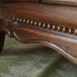 Curved display case in solid walnut, mid-20th century