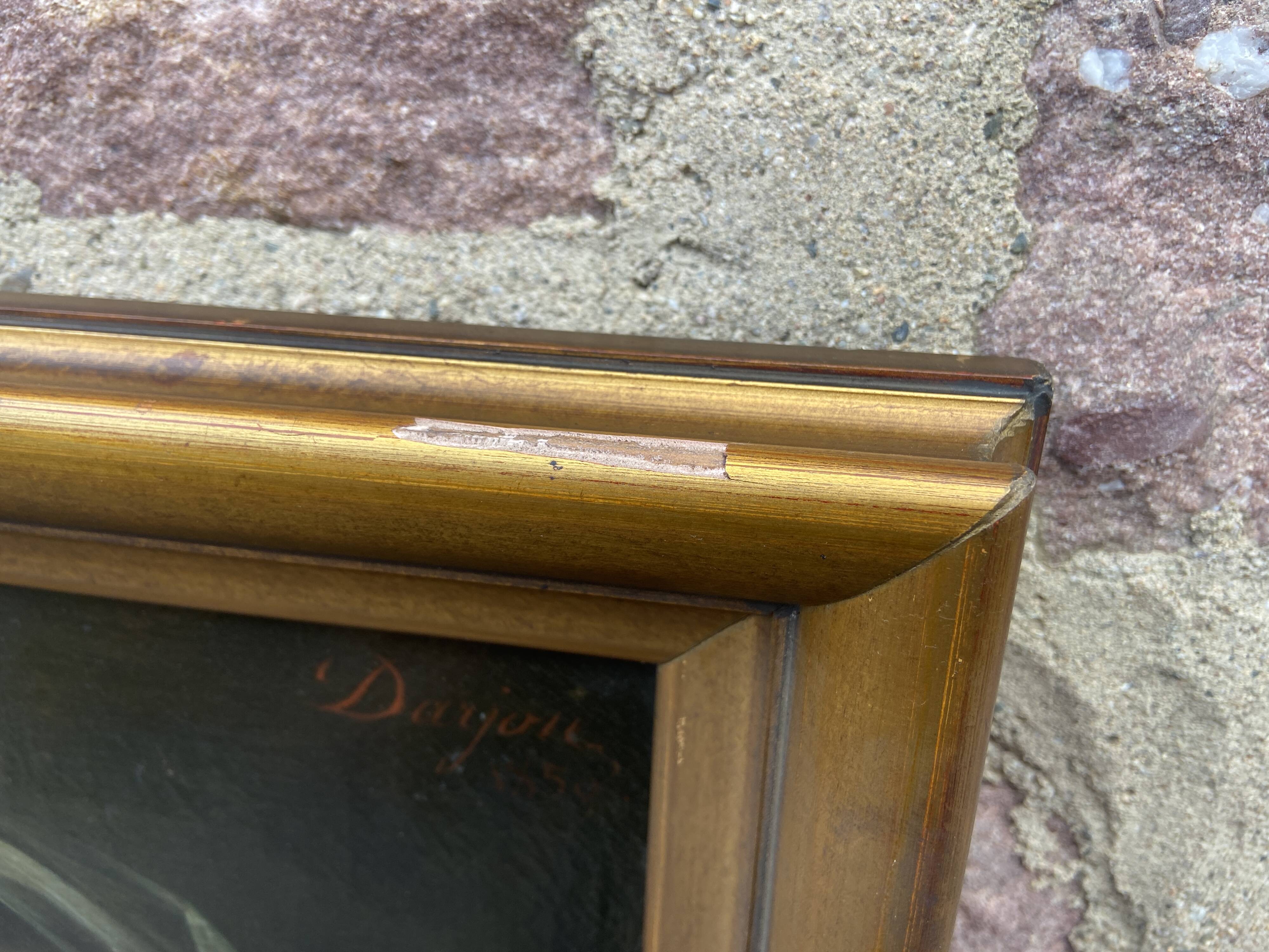 Oil painting on canvas 1850 victor darjou french portrait paint